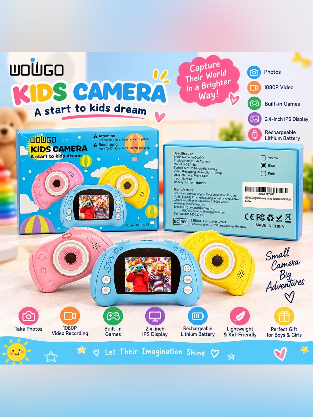 WOUGO Kids Digital Camera - Blue